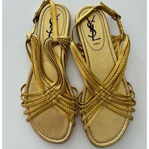 Vintage YSL Flat Sandal Gold Braids